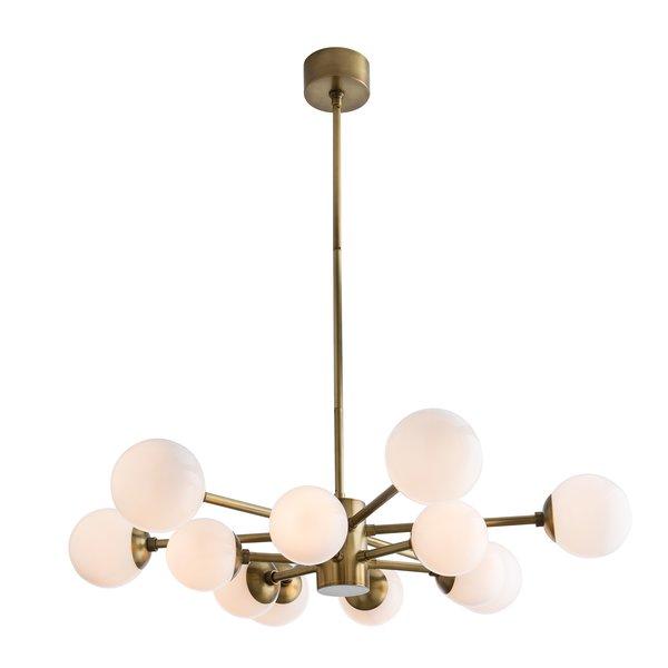 Karrington Brass 12 Light Modern Sputnik Opal Glass Chandelier - Doozie Light Studio