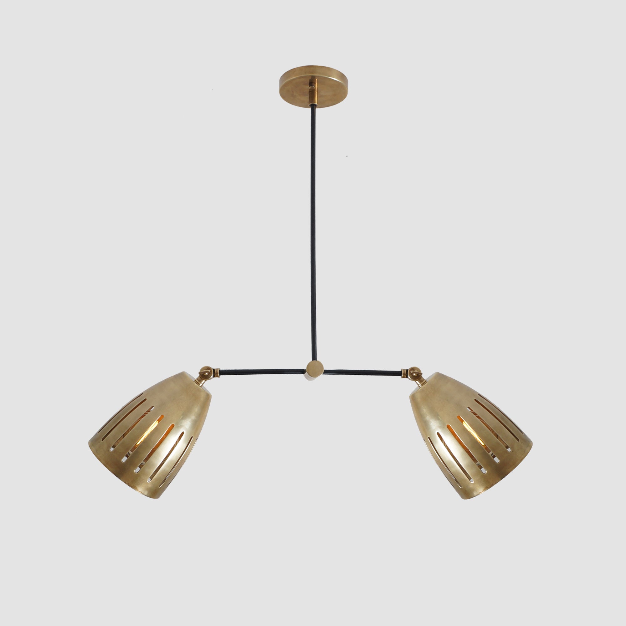 Double Shade Brass Counterweight Pendant Lamp - Doozie Light Studio