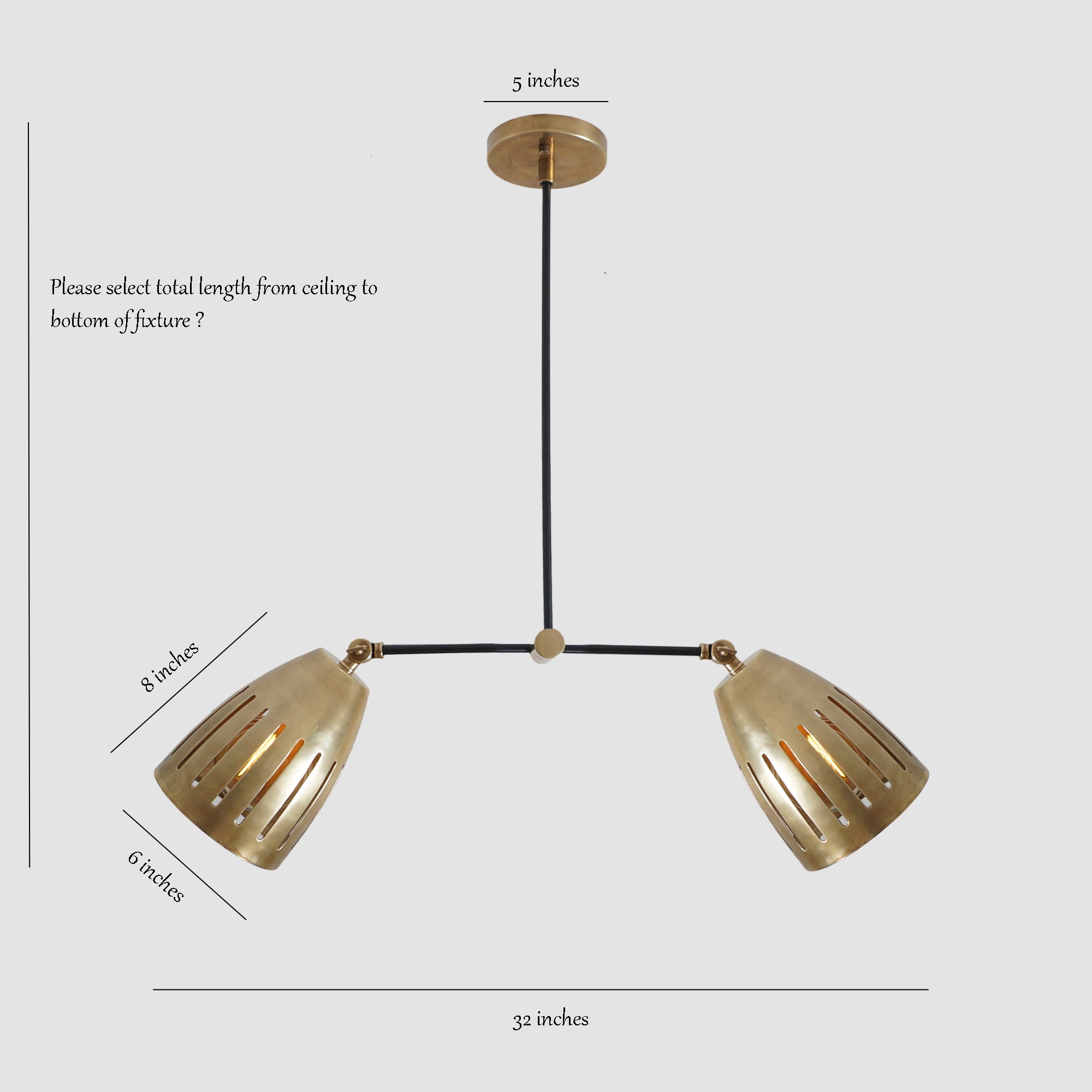 Double Shade Brass Counterweight Pendant Lamp - Doozie Light Studio