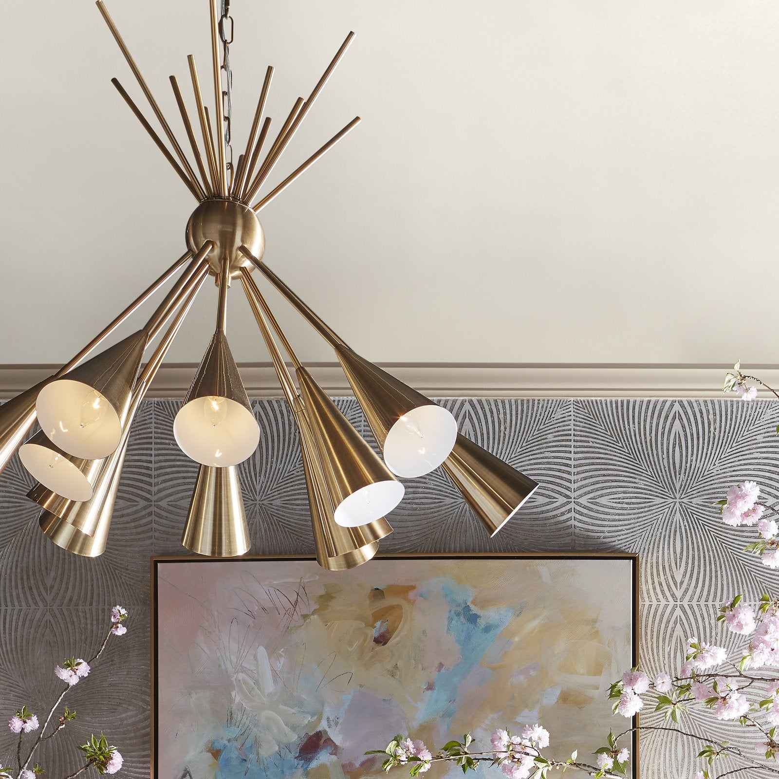 Modern Handmade Garland Sputnik Brass Chandelier - Brushed Brass - Doozie Light Studio