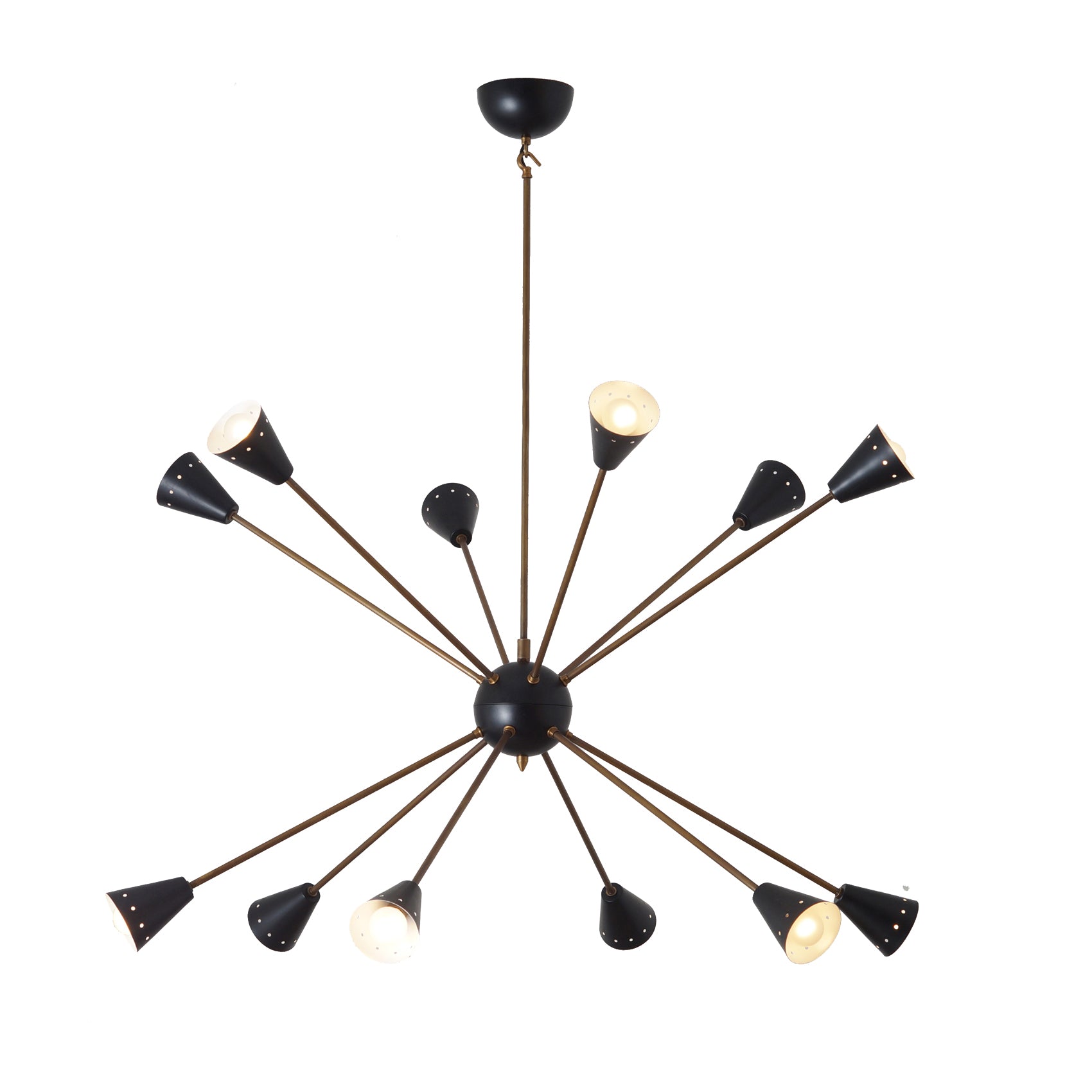 Large Italian Sputnik Chandelier in the Style of Stilnovo 42"D - Doozie Light Studio