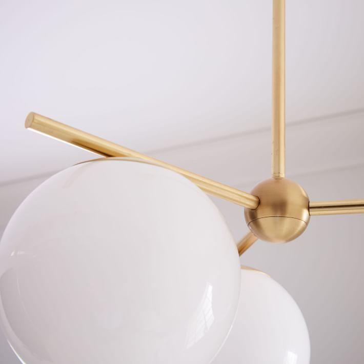 Modern Brass 3 Glass Sphere Globe Chandelier - Doozie Light Studio