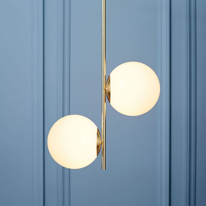 Modern Brass 2 Lights Glass pendant Chandelier - Doozie Light Studio