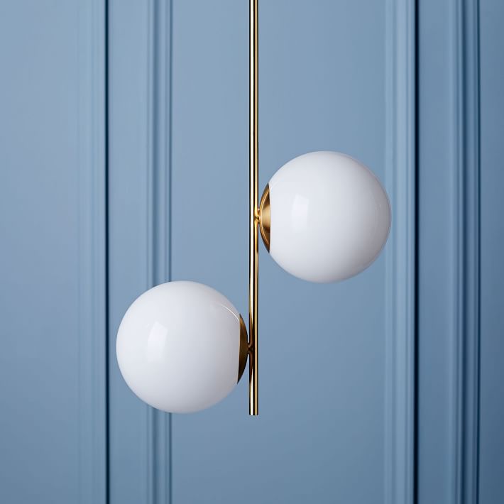 Modern Brass 2 Lights Glass pendant Chandelier - Doozie Light Studio