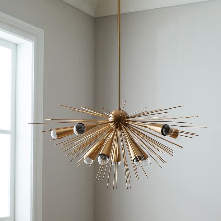 Half Urchin Modern Brass Sputnik Chandelier - Doozie Light Studio