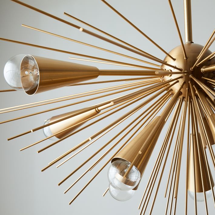 Half Urchin Modern Brass Sputnik Chandelier - Doozie Light Studio