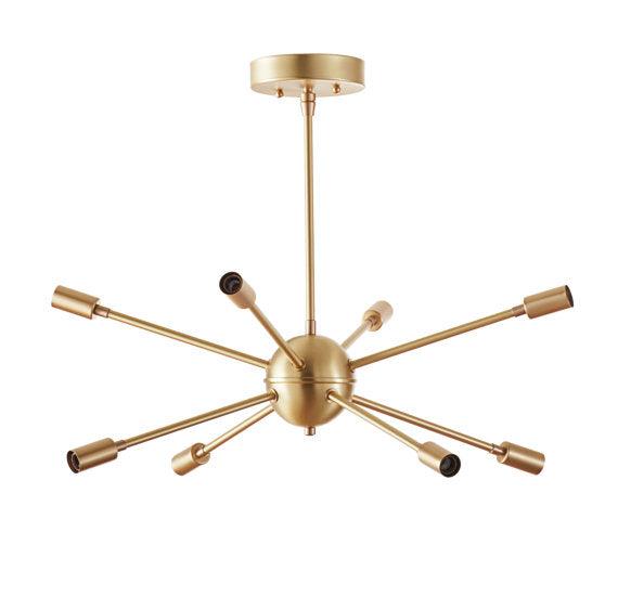 Brass Sputnik Chandelier 8 Light - Doozie Light Studio