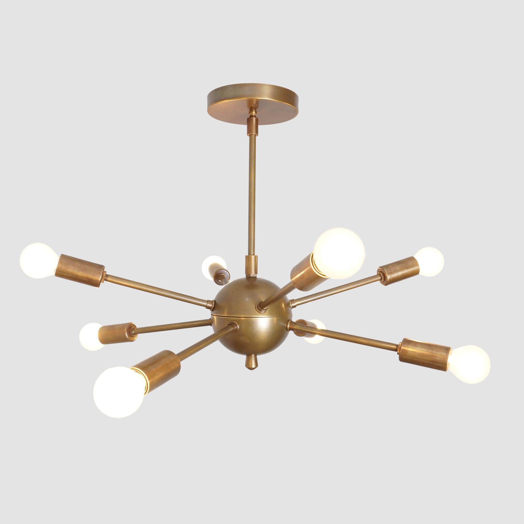 Brass Sputnik Chandelier 8 Light Sputnik Pendant Light - Doozie Light Studio