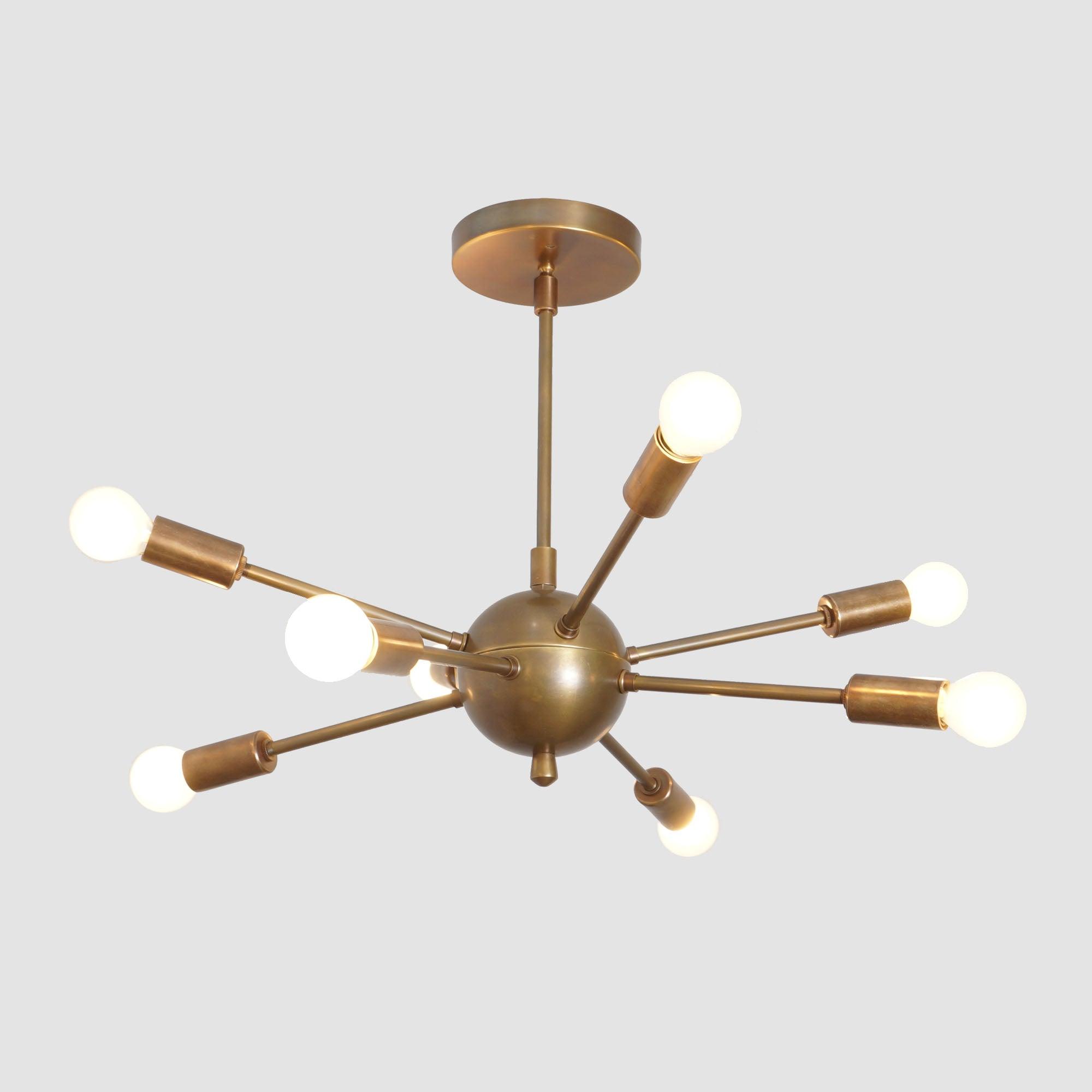 Brass Sputnik Chandelier 8 Light Sputnik Pendant Light - Doozie Light Studio