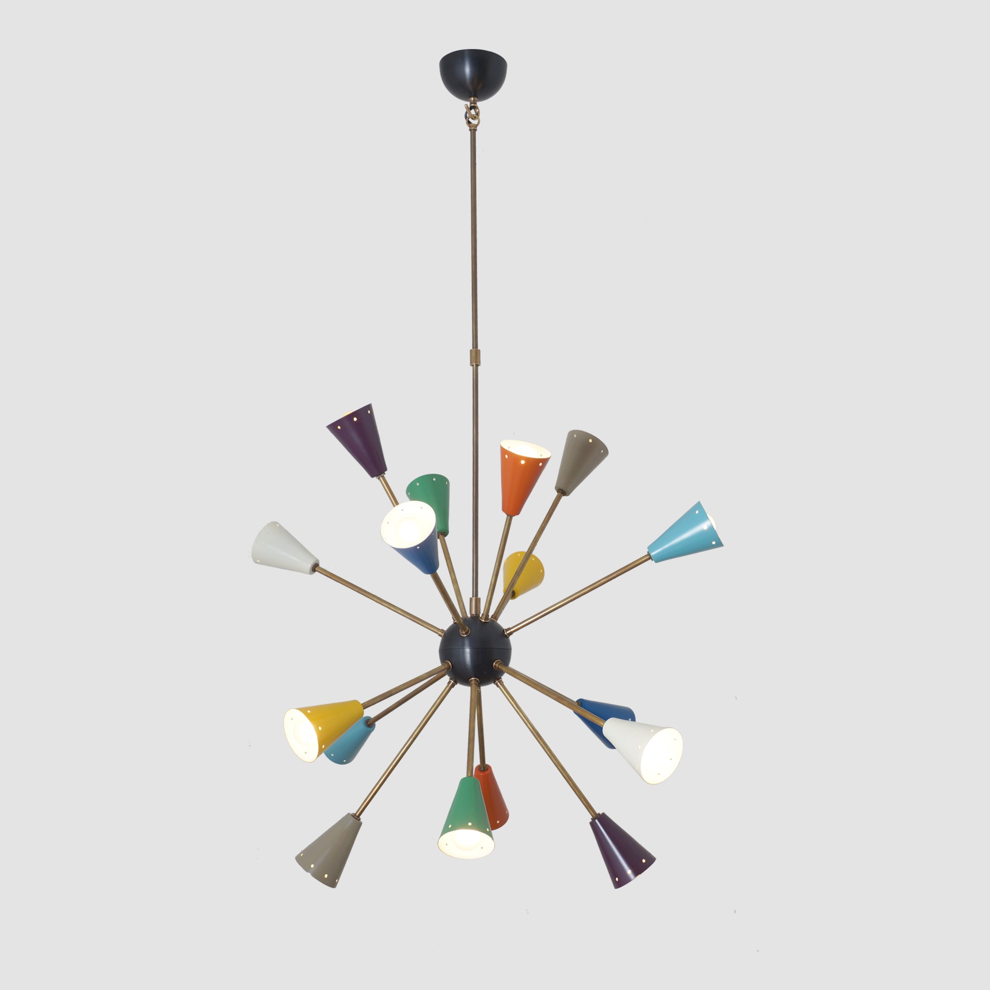 Stilnovo Multi Color Mid Century Italian Brass Sputnik Chandelier - Doozie Light Studio