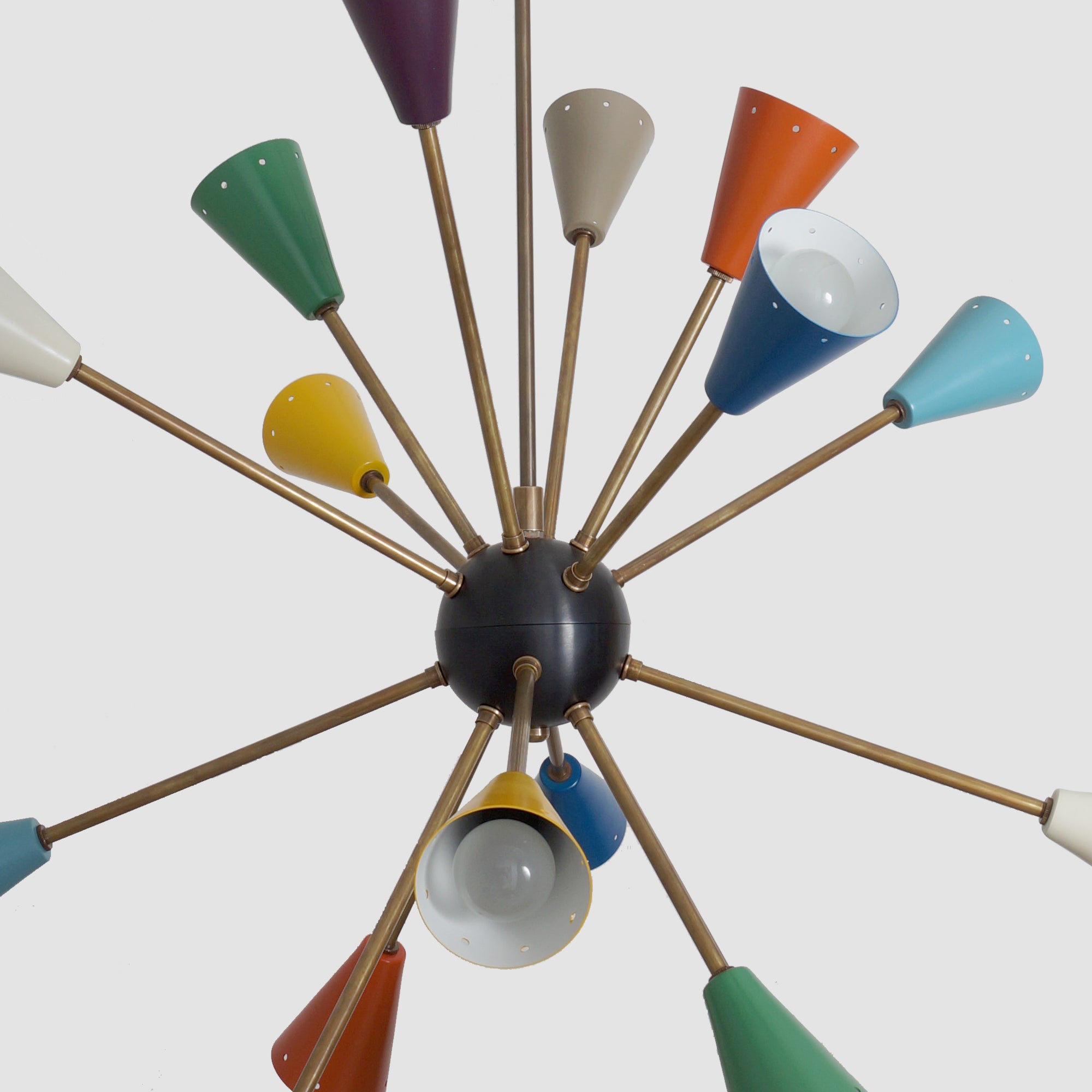 Stilnovo Multi Color Mid Century Italian Brass Sputnik Chandelier - Doozie Light Studio
