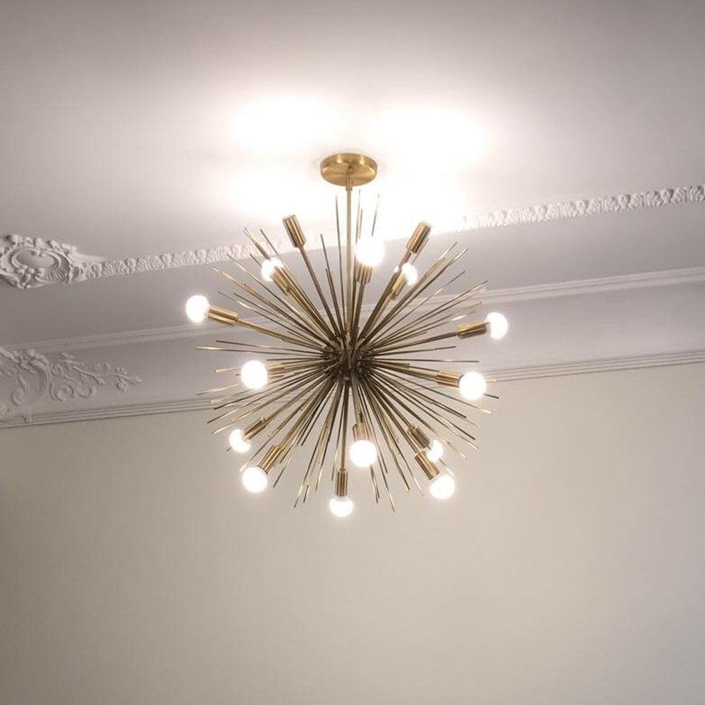 16 Lights Modern Brass Sputnik Urchin Chandelier Light Fixture 22"D - Doozie Light Studio