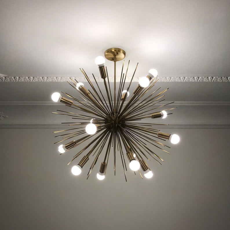 16 Lights Modern Brass Sputnik Urchin Chandelier Light Fixture 22"D - Doozie Light Studio
